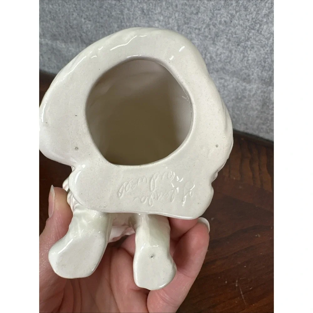 Vintage Small White Long Hair Cat Figurine‎ Porcelain